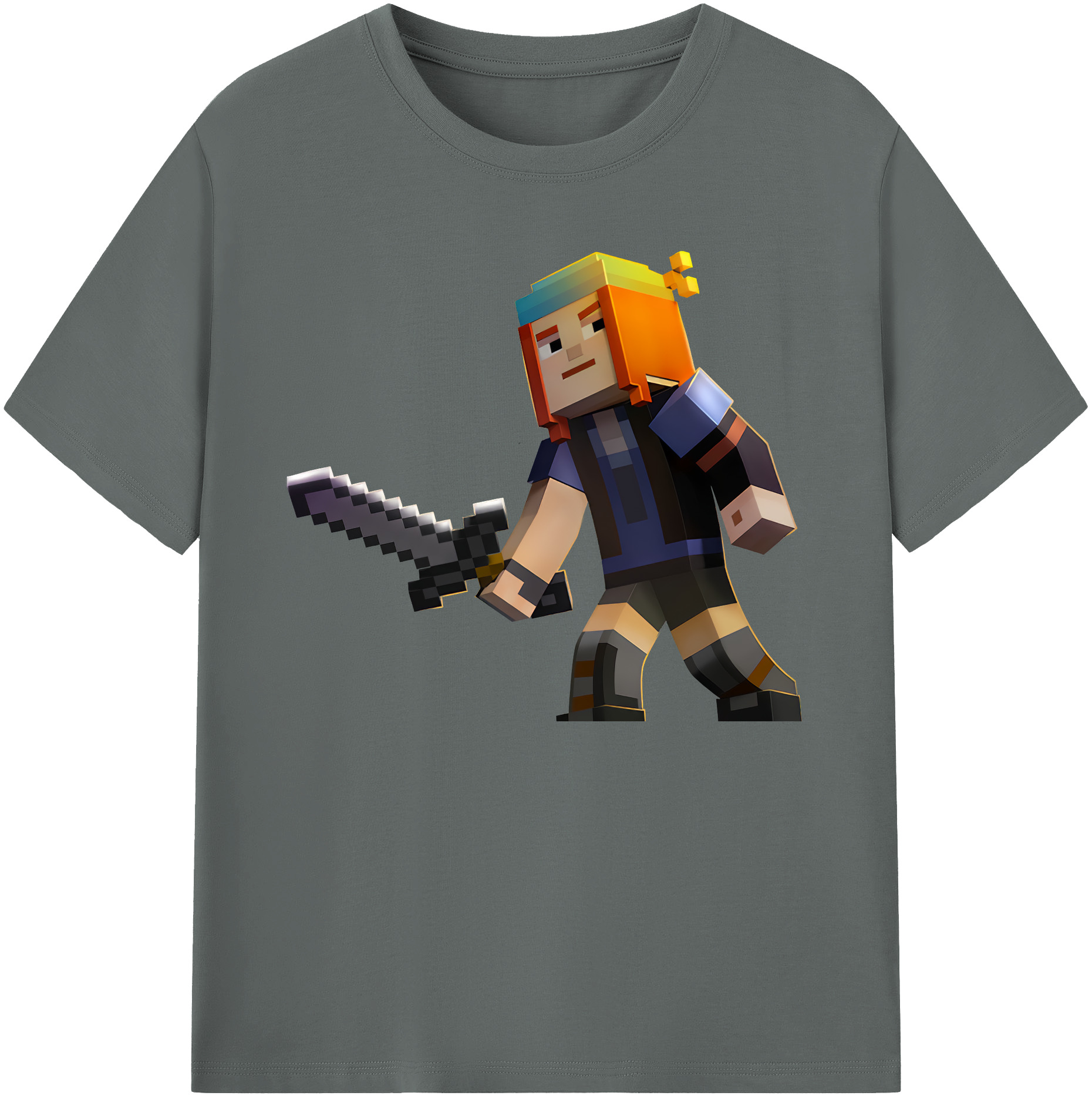 （画像用） マインクラフト ブロックの世界 Minecraft MC Block world 綿100％ メンズ半袖Tシャツ｜肌触りやわらか＆通気性